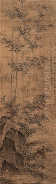 Bamboo And Rock Oil Painting by  Zhang Yuchu