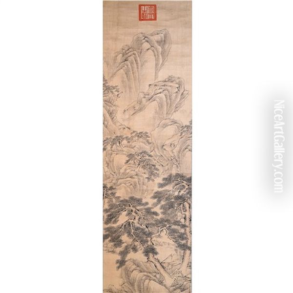 Landscape Hanging Scroll Oil Painting by  Zhang Zongcang