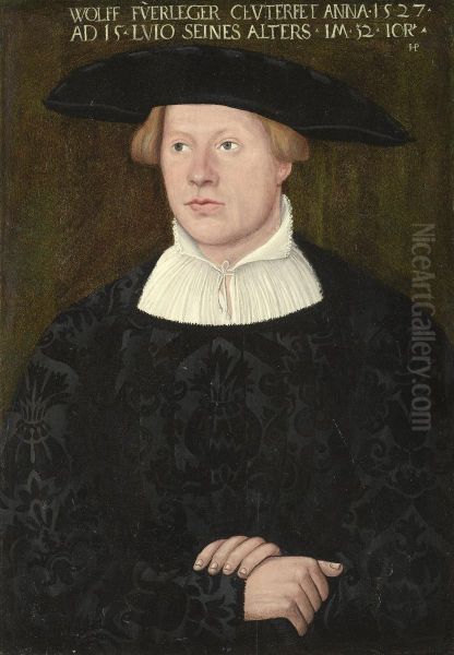 Portrait Of Wolff Fuerleger, Three-quarter Length Oil Painting by Hans Brosamer