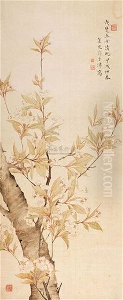 Pear Blossom Oil Painting by  Zhuang Chaishi