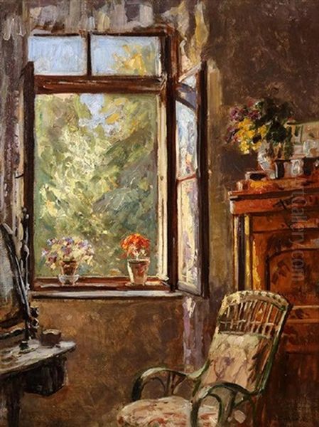 Interior Oil Painting by Stanislav Yulianovich Zhukovsky