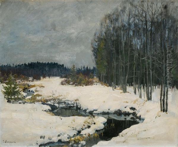 Slavic Forest Oil Painting by Stanislav Yulianovich Zhukovsky