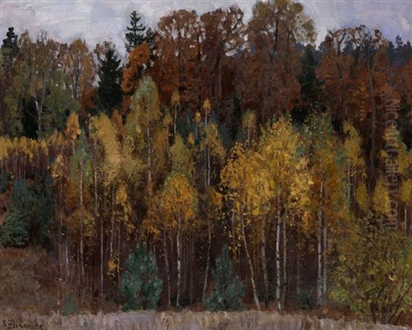 Autumn Landscape Oil Painting by Stanislav Yulianovich Zhukovsky