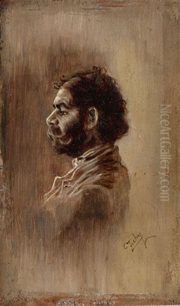 Male Portrait Oil Painting by Mihaly von Zichy