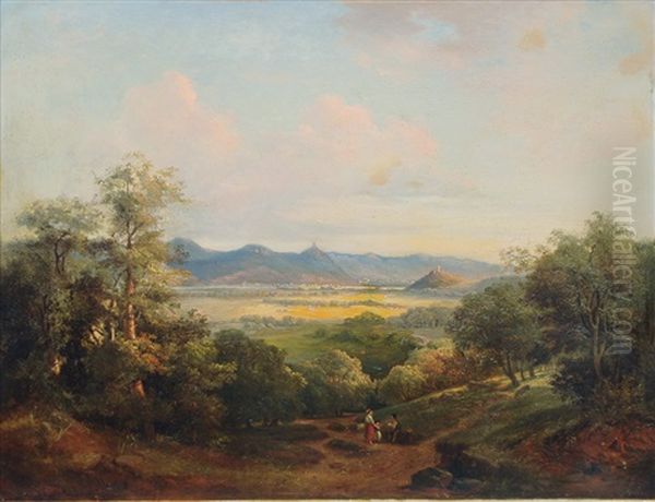 View Over The Rhine Valley Oil Painting by Gustav Zick