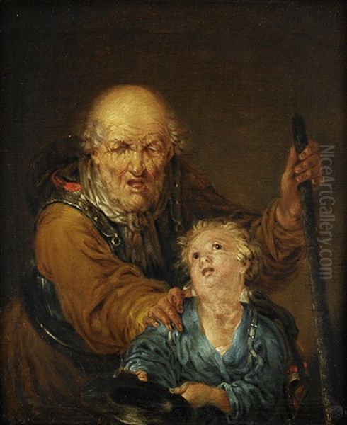 Tobias Is Led By A Young Boy Oil Painting by Januarius Johann Rasso Zick