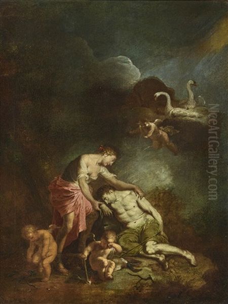 The Birth Of Adonis - Venus Lamenting The Death Of Adonis (pair) Oil Painting by Januarius Johann Rasso Zick