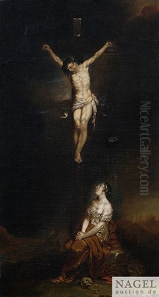 Der Gekreuzigte Christus Mit Maria Magdalena Oil Painting by Januarius Johann Rasso Zick