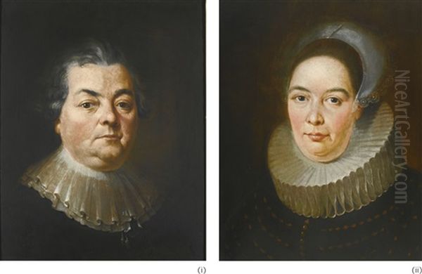 Councillor Von Marschall Of Koblenz And His Wife, Bust-length Oil Painting by Januarius Johann Rasso Zick