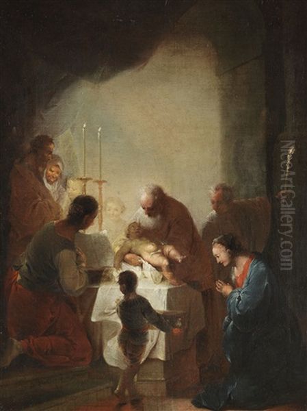 Darstellung Im Tempel Oil Painting by Januarius Johann Rasso Zick