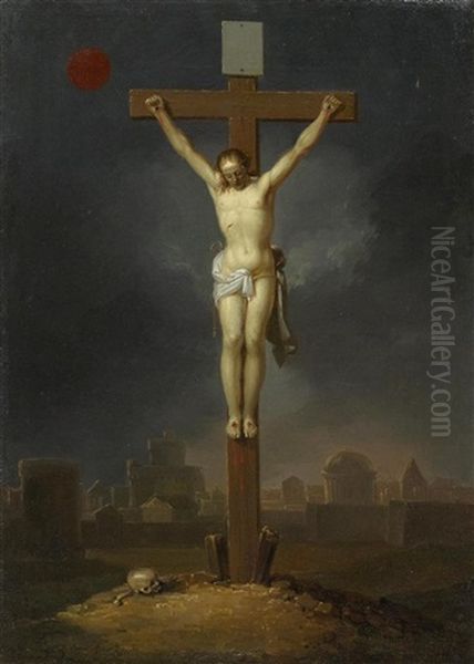 Christ On The Cross Oil Painting by Januarius Johann Rasso Zick