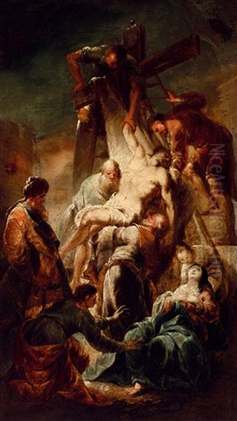 The Descent From The Cross Oil Painting by Januarius Johann Rasso Zick