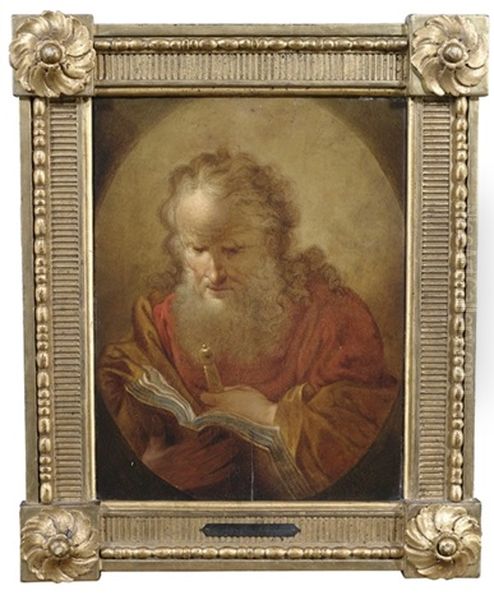 Brustbild Des Apostels Petrus Mit Den Schlusseln (+ Brustbild Des Apostels Paulus Mit Schwert Und Buch; Pair) Oil Painting by Januarius Johann Rasso Zick