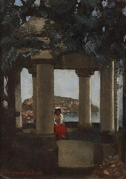 Pavillion An Einer Suditalienischen Kuste Oil Painting by Bernhard Zickendraht