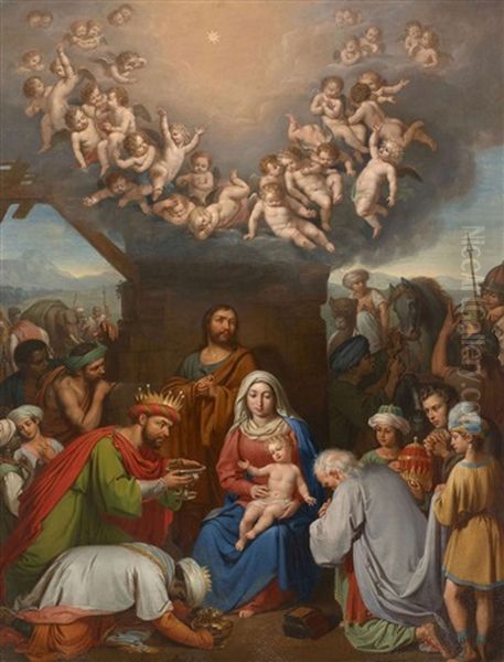 L'adoration Des Mages Oil Painting by Christophe Francois de Ziegler