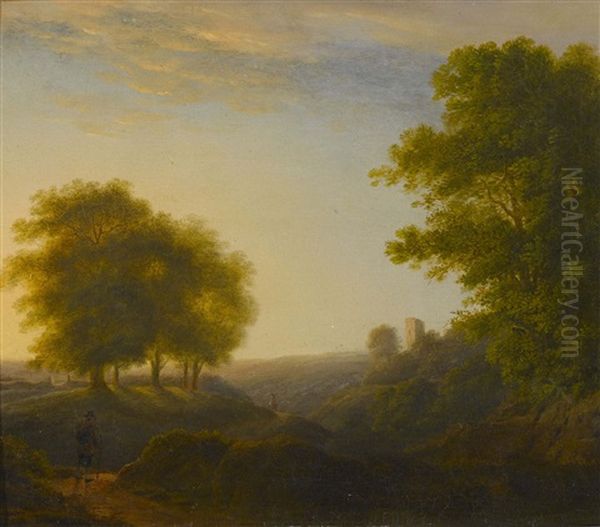 Landschaft Im Abendlicht Oil Painting by Jacob Christoph Ziegler