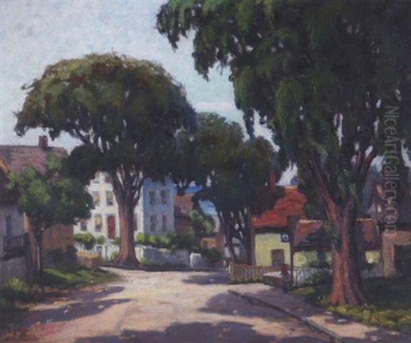 A Street In Rockport, Mass. Oil Painting by Nellie Evelyn Ziegler