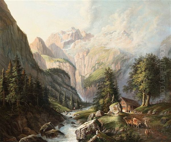 Blick Auf Den Silberenstock Im Klontal Oil Painting by Jakob Ziegler-Sulzberger