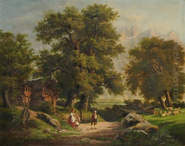 Parthie Bei Murg Am Wallenstatter=see Oil Painting by Jakob Ziegler-Sulzberger