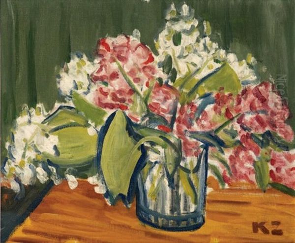 Bouquet De Fleurs Oil Painting by Kazimierz Zieleniewski