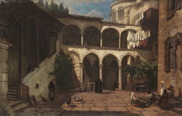 Im Romischen Klosterhof Oil Painting by Julius Zielke