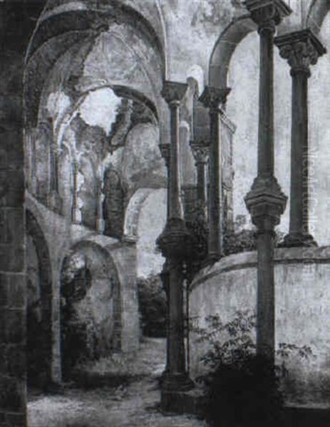 In Der Kirchenruine Heisterbach Im Siebengebirge Oil Painting by Julius Zielke