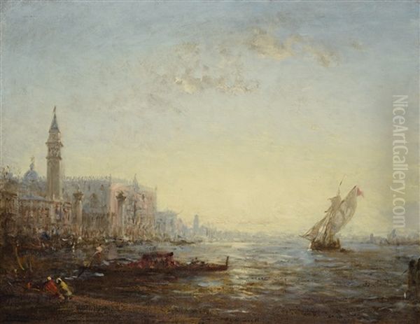 Venice, Sunrise Over Bacino Di San Marco Oil Painting by Felix Ziem