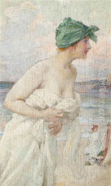 A Bather At Dusk Oil Painting by Francois Edouard Zier