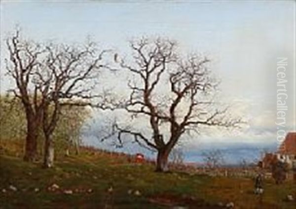 Coastal Scape From The Deer Garden, North Of Copenhgen Oil Painting by Heinrich Christian Johann Zierck