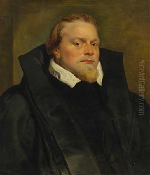 Portrait Of Pastor Hendrik Van Thulden Oil Painting by Johann Georg Ziesenis