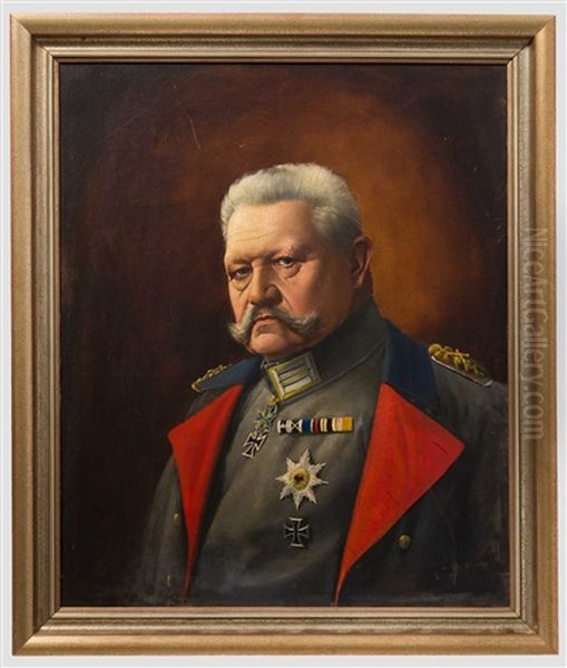 Ernst Zimmer (1864 - 1924) - Generalfeldmarschall Paul Von Hindenburg Oil Painting by Ernst Zimmer