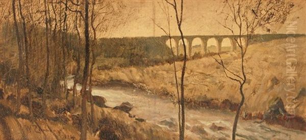 Viadukt Bei Weimar Oil Painting by Wilhelm Carl August Zimmer