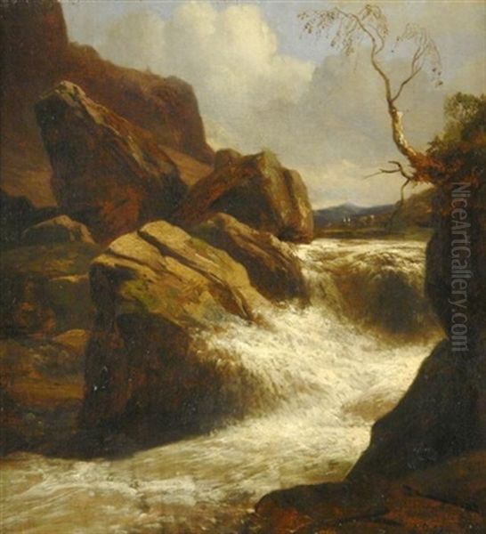 Wildbach In Alpiner Landschaft Oil Painting by Alfred Zimmermann