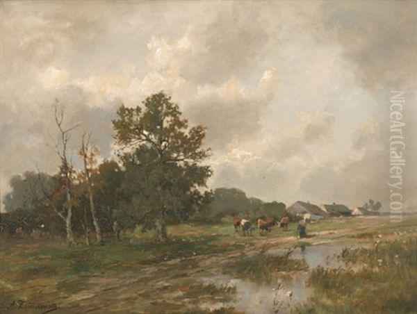 Landschaft Nach Dem Unwetter Oil Painting by Alfred Zimmermann