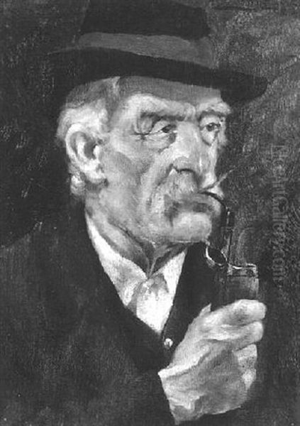 Pfeiferauchender Forstmann Oil Painting by Alfred Zimmermann