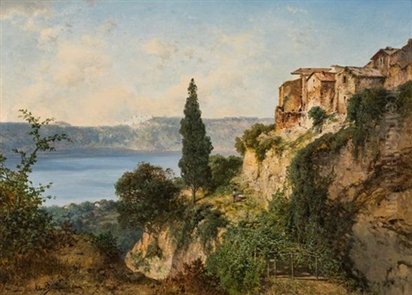 Southern Coastal Landscape Oil Painting by August Albert Zimmermann