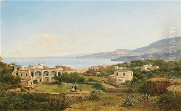 Scene On Ischia Oil Painting by August Albert Zimmermann