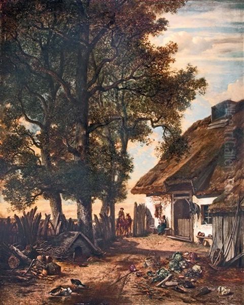 Udvarhaz Elott Oil Painting by August Albert Zimmermann