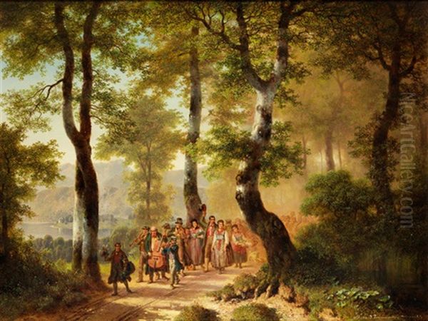 Der Hochzeitszug Oil Painting by August Richard Zimmermann