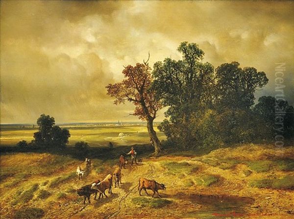 Romantic Landscape Oil Painting by August Richard Zimmermann