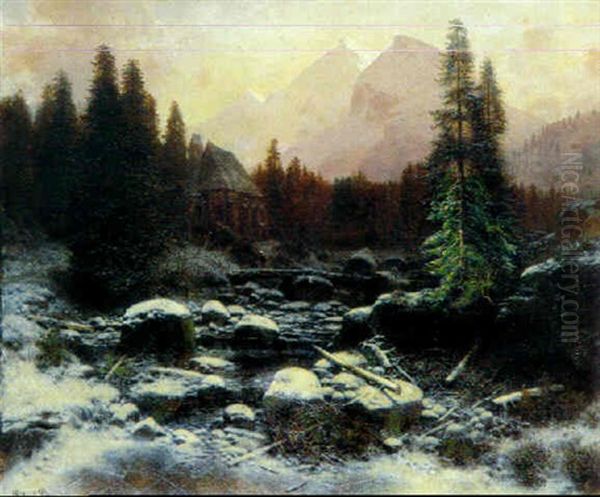 Winterliche Landschaft Oil Painting by August Richard Zimmermann