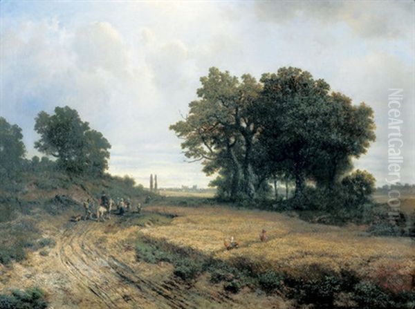 Bauerliche Landschaft Mit Feldweg Oil Painting by August Robert Zimmermann