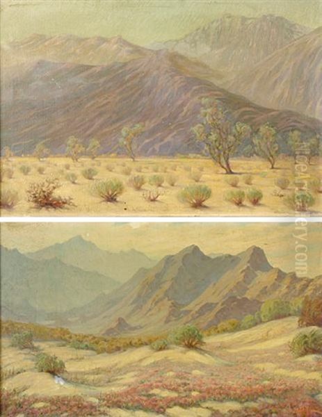 Untitled - Desert Landscape (+ 3 Others, Various Sizes; 4 Works) Oil Painting by Carl Zimmermann