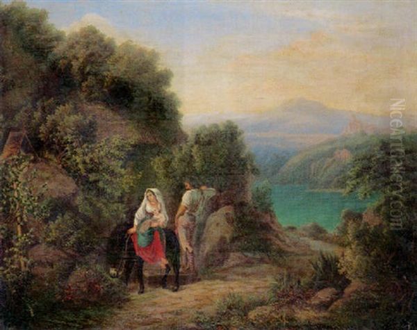 Ruhe Auf Der Flucht Oil Painting by Clemens Von Zimmermann