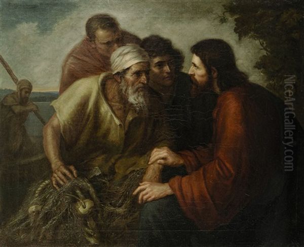 Christus Und Die Fischer Am See Genezareth Oil Painting by Ernst Karl Georg Zimmermann