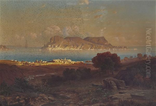 Gibraltar Oil Painting by Ernst Karl Georg Zimmermann