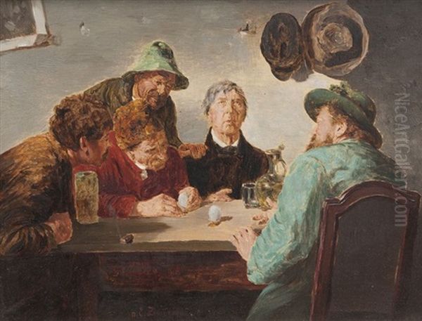 Scene De Taverne Oil Painting by Ernst Karl Georg Zimmermann