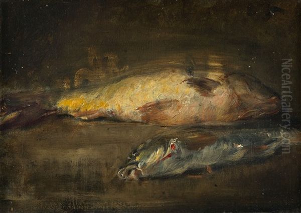 Stillleben Mit Fischen Oil Painting by Ernst Karl Georg Zimmermann