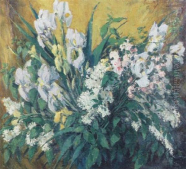 Broget Buket Med Havens Blomster Oil Painting by Ernst Reinhard Zimmermann