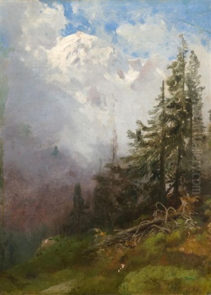 Gebirgslandschaft Mit Aufziehenden Wolken Oil Painting by Friedrich Zimmermann